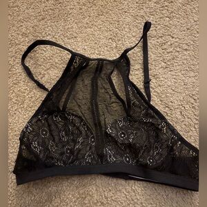 Victoria’s Secret Very Sexy Black High Neck Lace Bralette with Cutouts